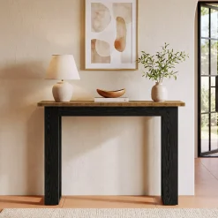 41" Farmhouse Console Table, Narrow Sofa Table Behind Couch with X-Shaped Legs for Entryway & Hallway
