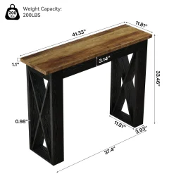 41" Farmhouse Console Table, Narrow Sofa Table Behind Couch with X-Shaped Legs for Entryway & Hallway