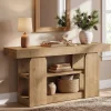 63" Farmhouse Console Table with Storage Shelves, 3-Tier Narrow Entryway Sofa Table for Hallway & Living Room