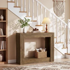 41" Farmhouse Console Table with Storage, Narrow 2-Tier Sofa Table for Entryway or Behind Couch