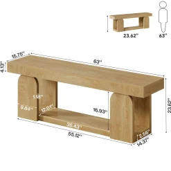 63" Farmhouse Console Table with 2-Tier Storage, Wooden Entryway Sofa Table for Hallway & Living Room