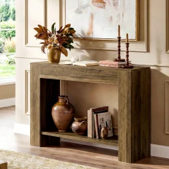 41.3” Farmhouse Console Table with 2-Tier Shelf, Narrow Entryway Sofa Table with Storage