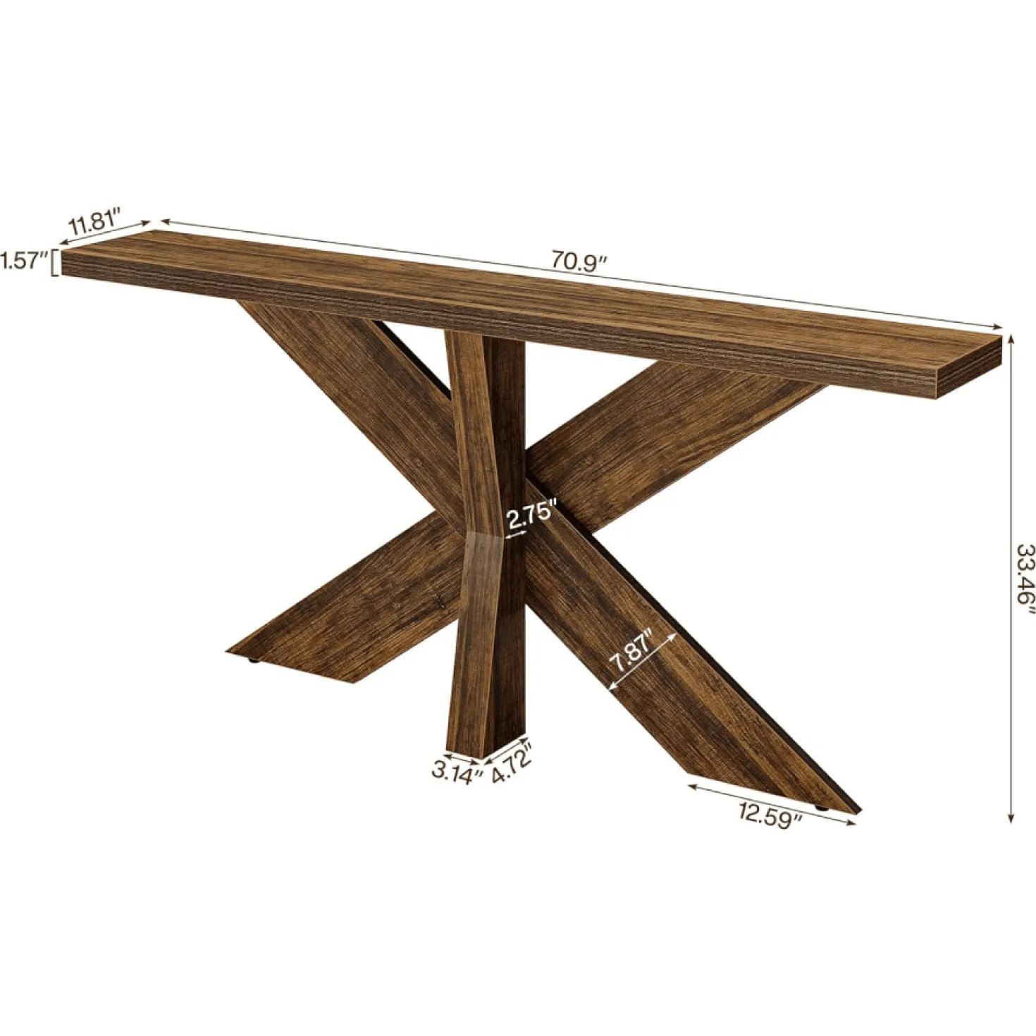 70.9" Farmhouse Console Table, Wood Sofa Hallway Table