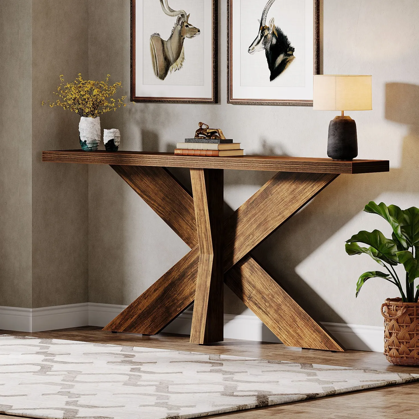 70.9" Farmhouse Console Table, Wood Sofa Hallway Table