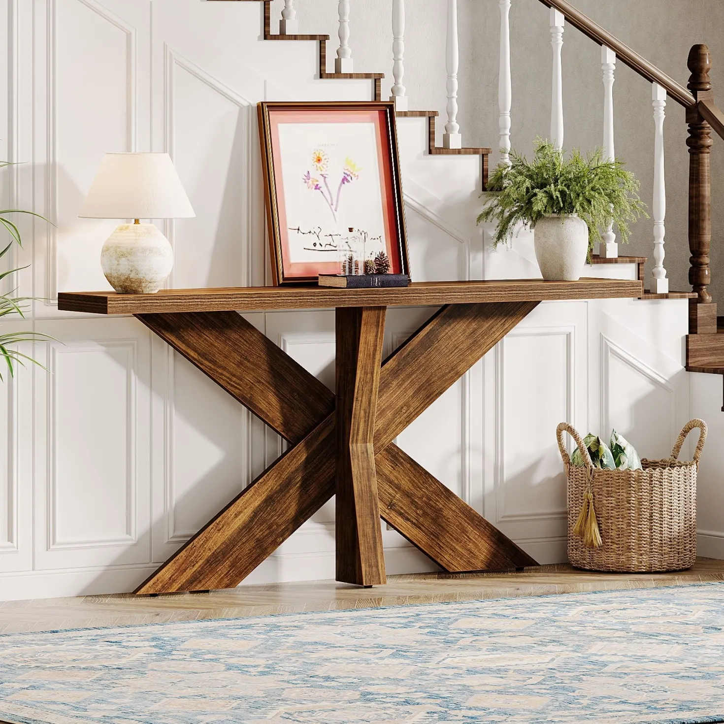 70.9" Farmhouse Console Table, Wood Sofa Hallway Table