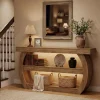 63" Farmhouse Console Table, 3-Tier Wooden Entryway Table Sofa Console