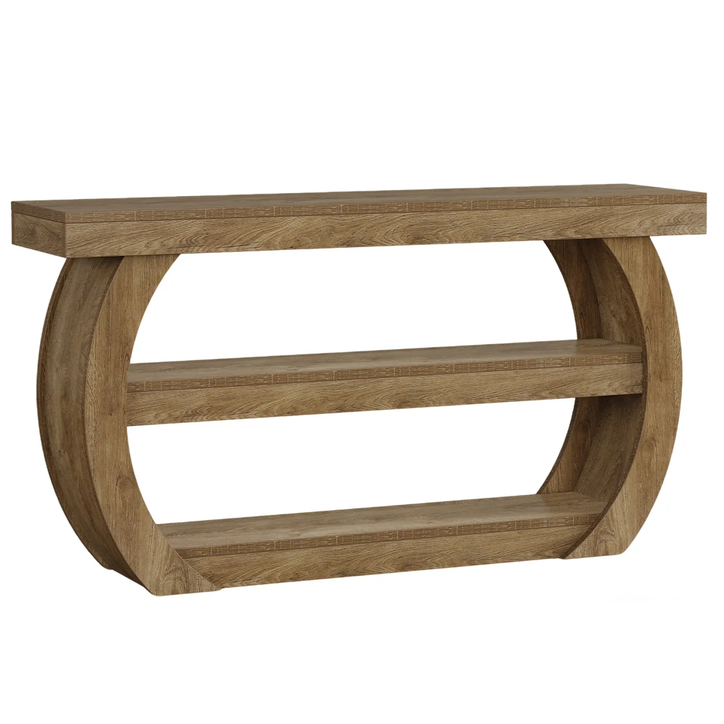 63" Farmhouse Console Table, 3-Tier Wooden Entryway Table Sofa Console