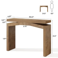40" Farmhouse Console Table, Narrow Entryway Sofa Table with Hollow Design for Hallway, Foyer, or Living Room