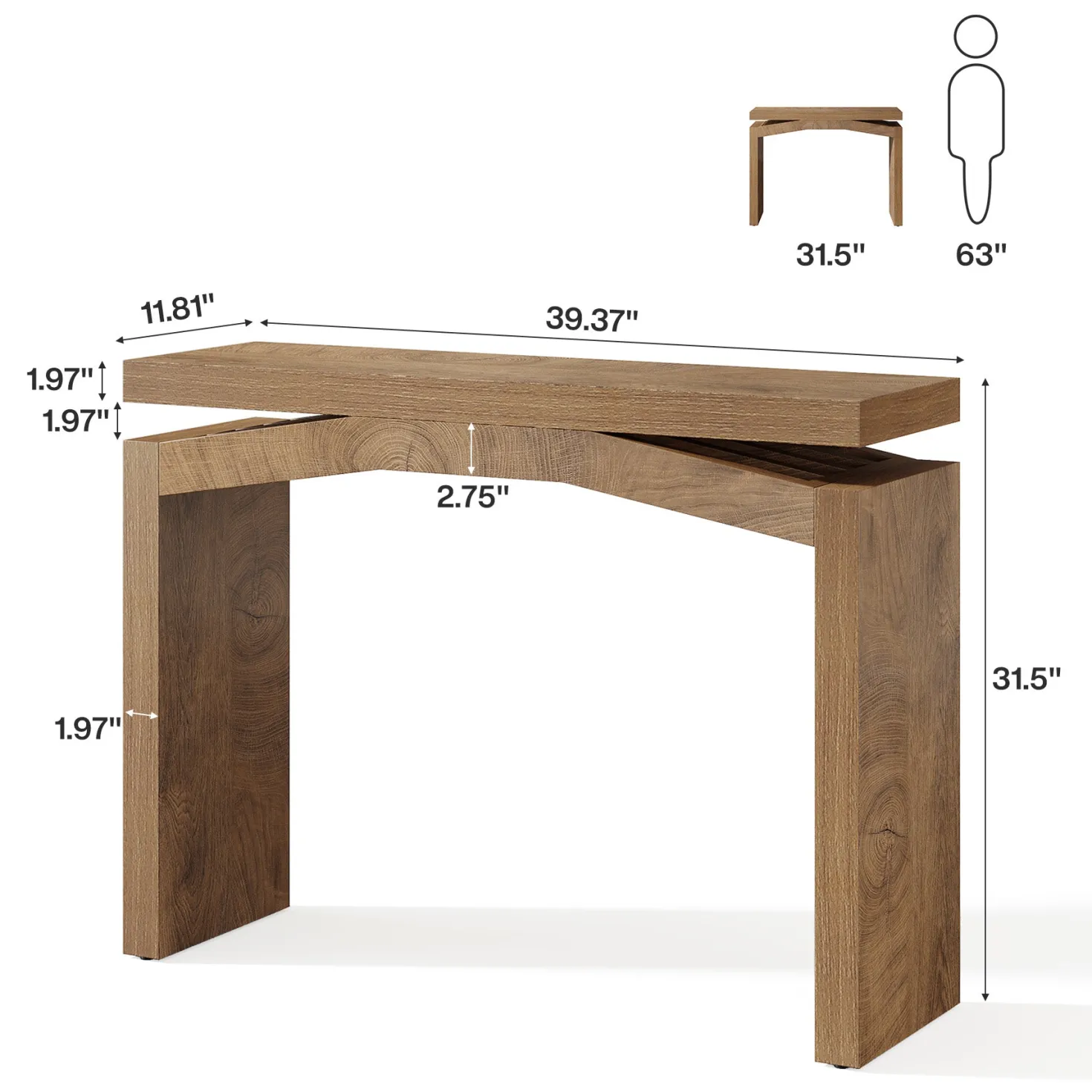 40" Farmhouse Console Table, Narrow Entryway Sofa Table with Hollow Design for Hallway, Foyer, or Living Room