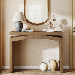 40" Farmhouse Console Table, Narrow Entryway Sofa Table with Hollow Design for Hallway, Foyer, or Living Room