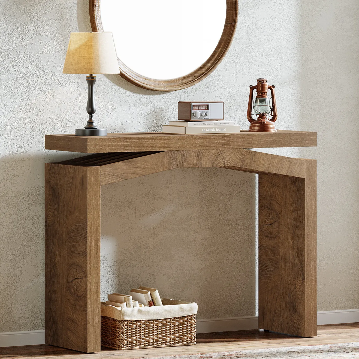 40" Farmhouse Console Table, Narrow Entryway Sofa Table with Hollow Design for Hallway, Foyer, or Living Room