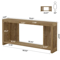 71" Farmhouse Console Table with Storage Shelf, Long Narrow Sofa Table for Entryway & Hallway