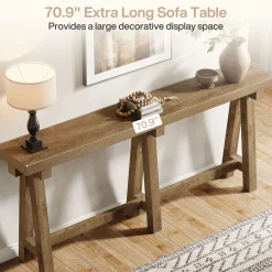 70.9" Farmhouse Console Table, Extra-Long Sofa Table with Open Storage for Entryway, Hallway & Behind Couch