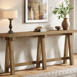 70.9" Farmhouse Console Table, Extra-Long Sofa Table with Open Storage for Entryway, Hallway & Behind Couch