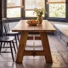 63" Farmhouse Dining Table , Natural Wood Rectangle Kitchen Table with Sturdy Trestle Base for 4-6