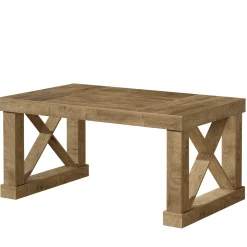 63" Farmhouse Dining Table for 4-6 People, Rectangular Wood Kitchen Table with Heavy-Duty X Legs