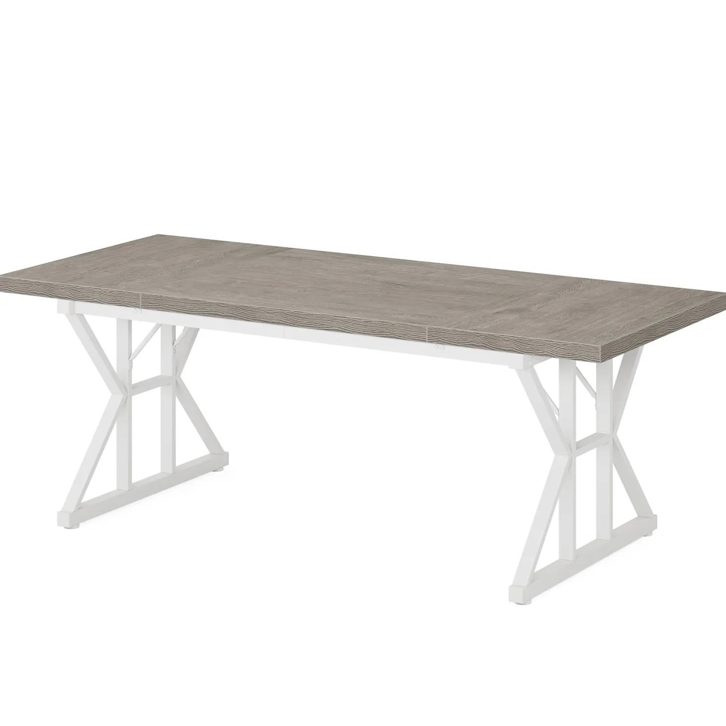 70.8" Farmhouse Dining Table for 6, Rectangular Wood Kitchen Table with Metal Legs