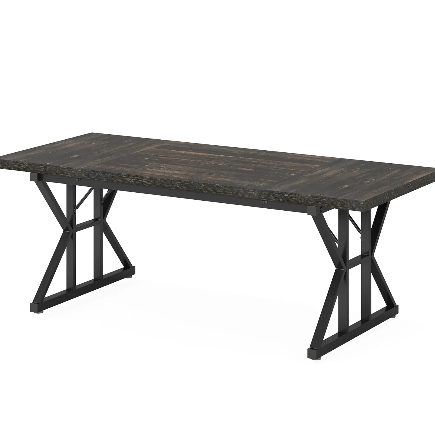 70.8" Farmhouse Dining Table for 6, Rectangular Wood Kitchen Table with Metal Legs