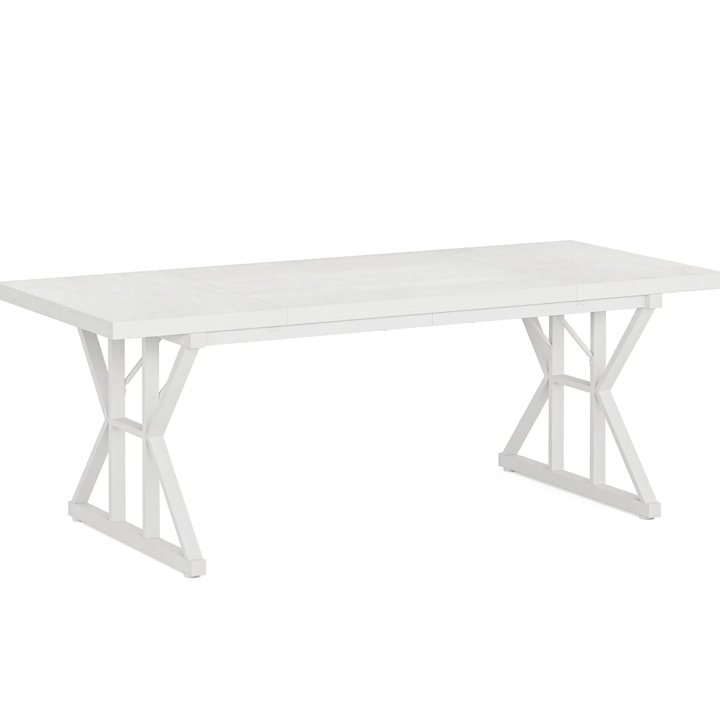 70.8" Farmhouse Dining Table for 6, Rectangular Wood Kitchen Table with Metal Legs