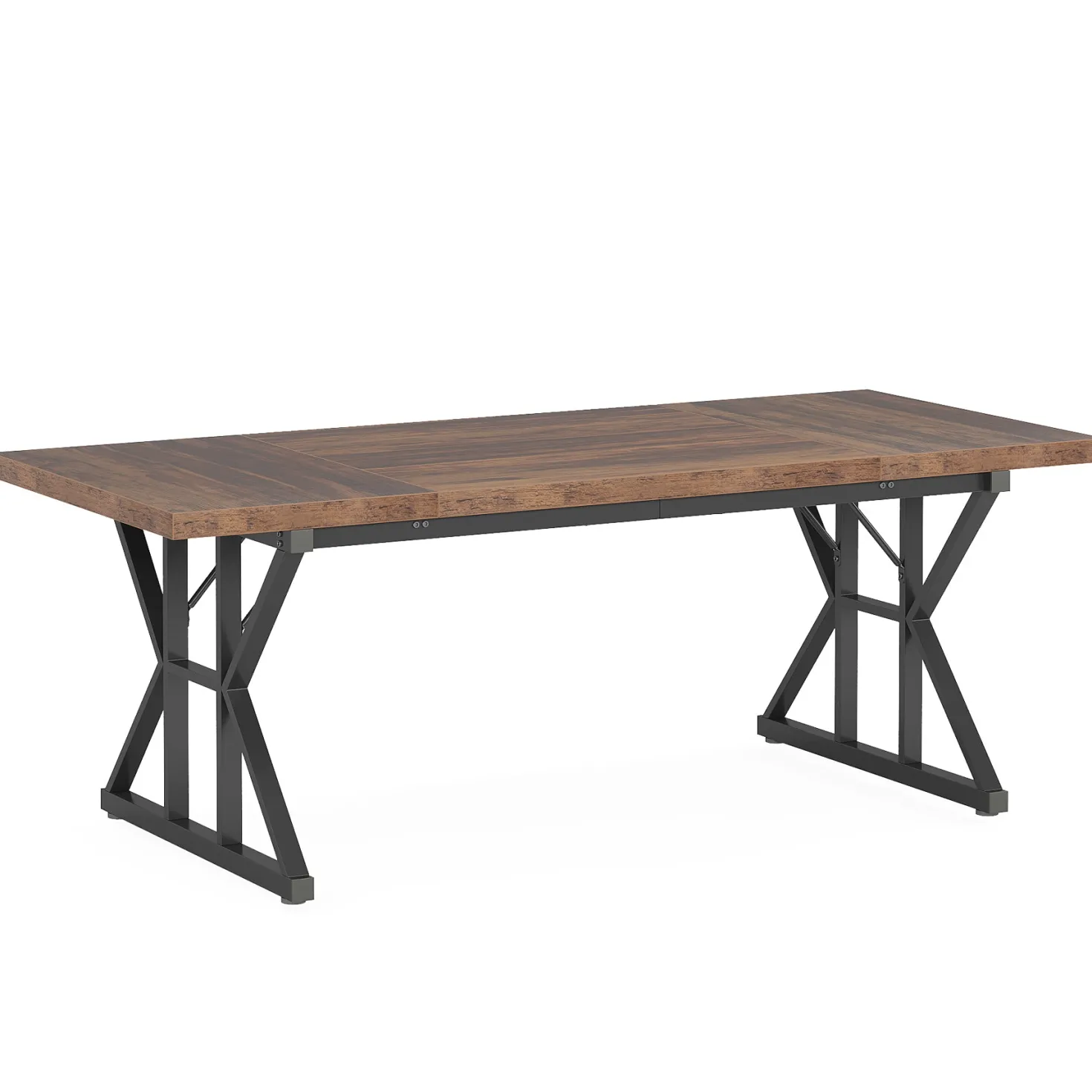70.8" Farmhouse Dining Table for 6, Rectangular Wood Kitchen Table with Metal Legs