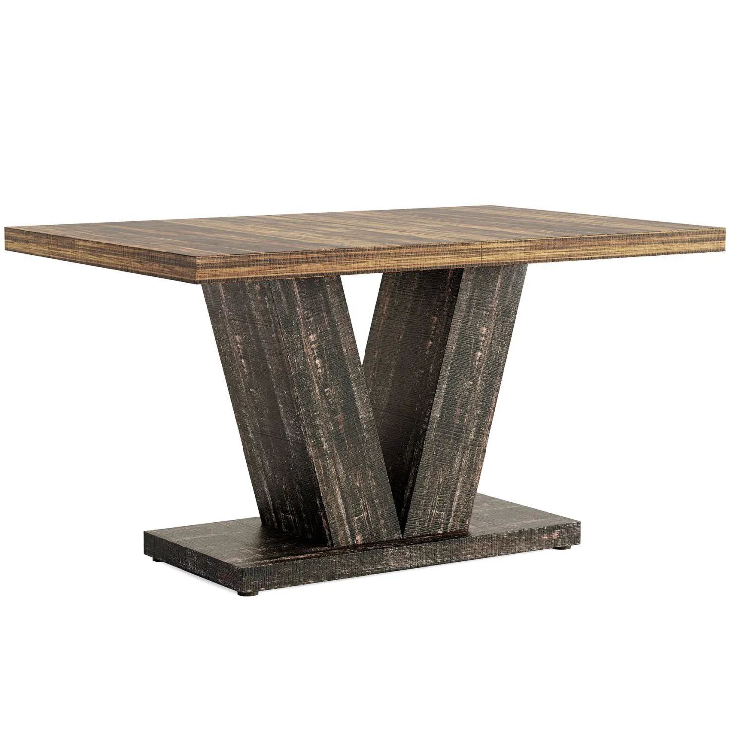 47" Farmhouse Dining Table, Kitchen Dinner Table with Duty Pedestal for 4 People