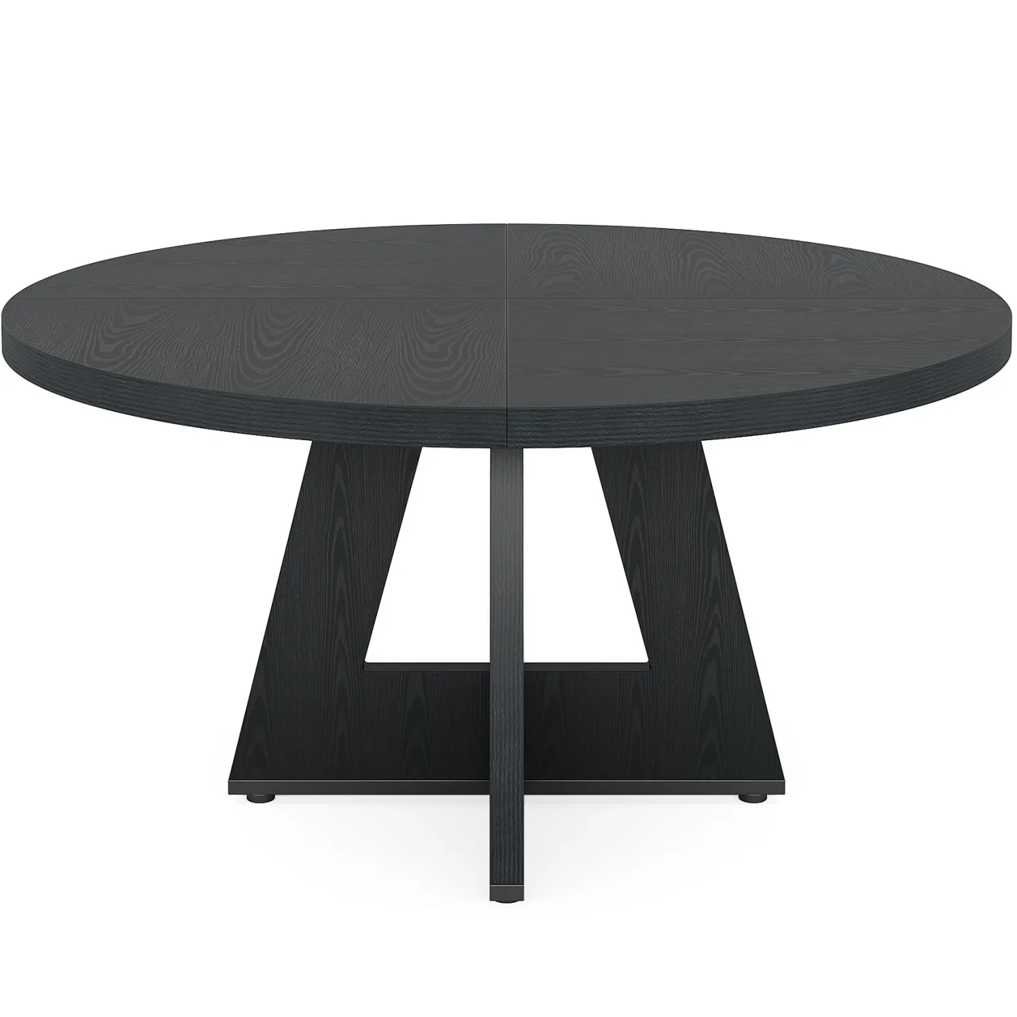 47" Farmhouse Dining Table, Round Wooden Kitchen Dinner Table for 4 People