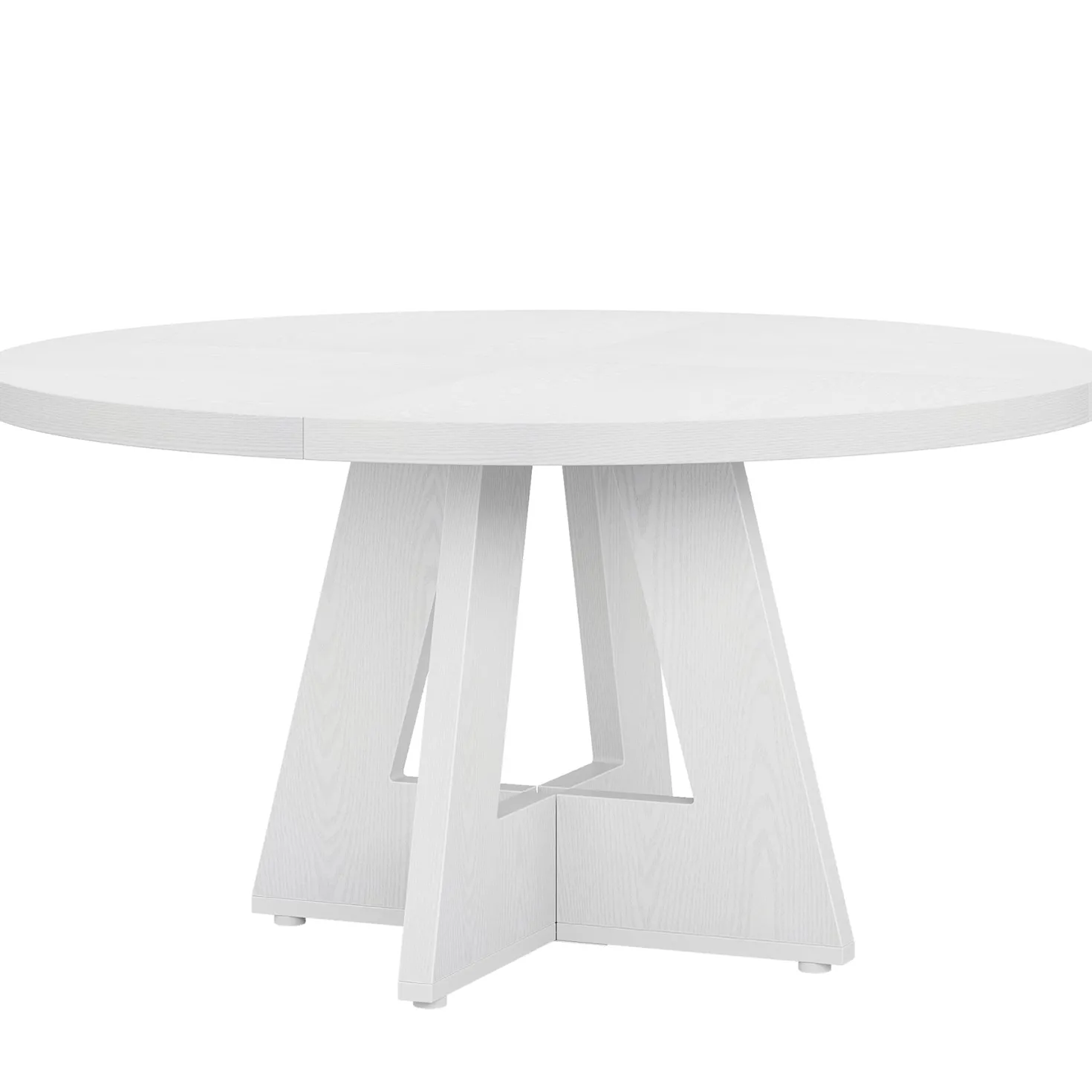 47" Farmhouse Dining Table, Round Wooden Kitchen Dinner Table for 4 People