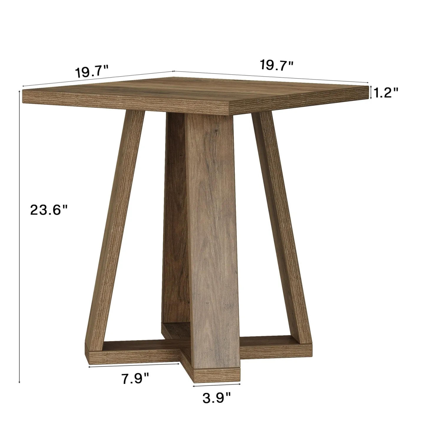 19.7" Farmhouse End Table, Cross Leg Square Side Table for Living Room