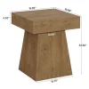 16.9" Farmhouse End Table, Square Side Table Nightstand with Wide Base
