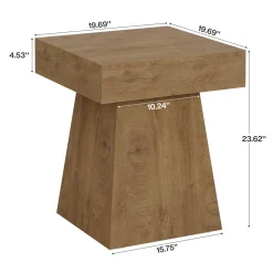 16.9" Farmhouse End Table, Square Side Table Nightstand with Wide Base
