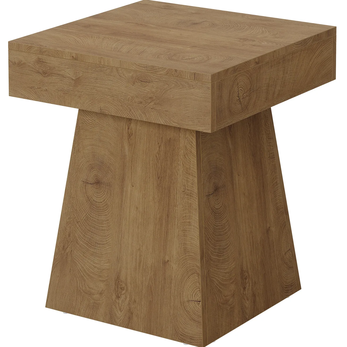 16.9" Farmhouse End Table, Square Side Table Nightstand with Wide Base