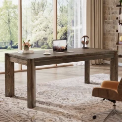 63" Farmhouse Executive Desk, Solid Wood Office Computer Desk