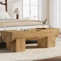55" Farmhouse Storage Bench, Shoe Bench with Flip-Top Storage