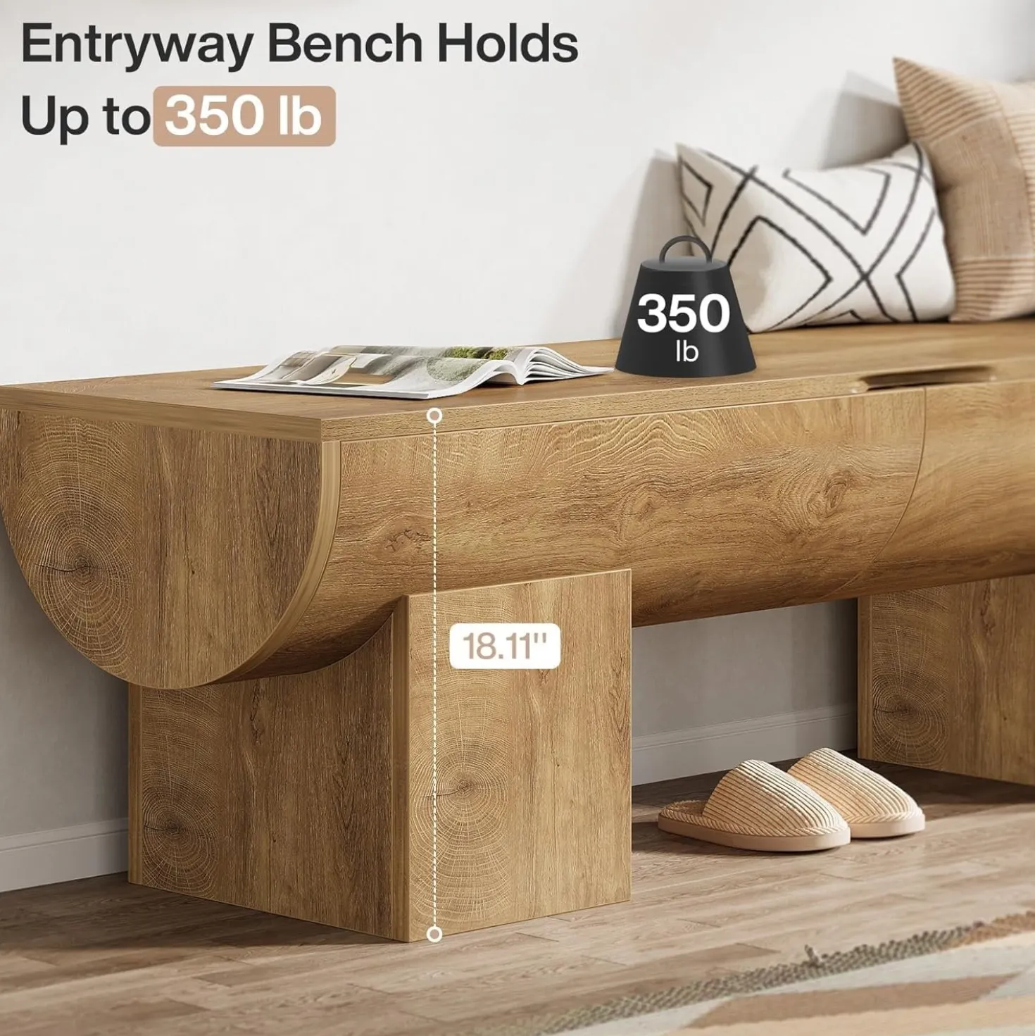 55" Farmhouse Storage Bench, Shoe Bench with Flip-Top Storage