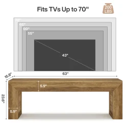 63" Farmhouse TV Stand for 55–75 Inch TVs – Wooden Media Console Entertainment Center