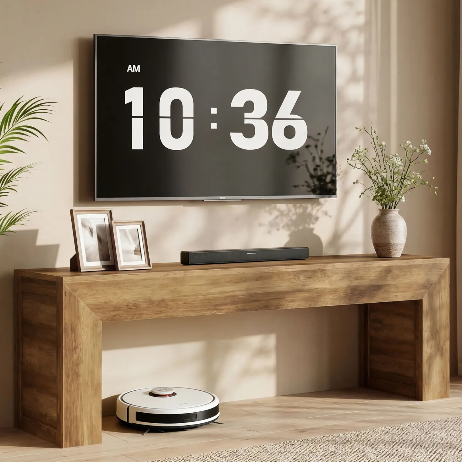 63" Farmhouse TV Stand for 55–75 Inch TVs – Wooden Media Console Entertainment Center