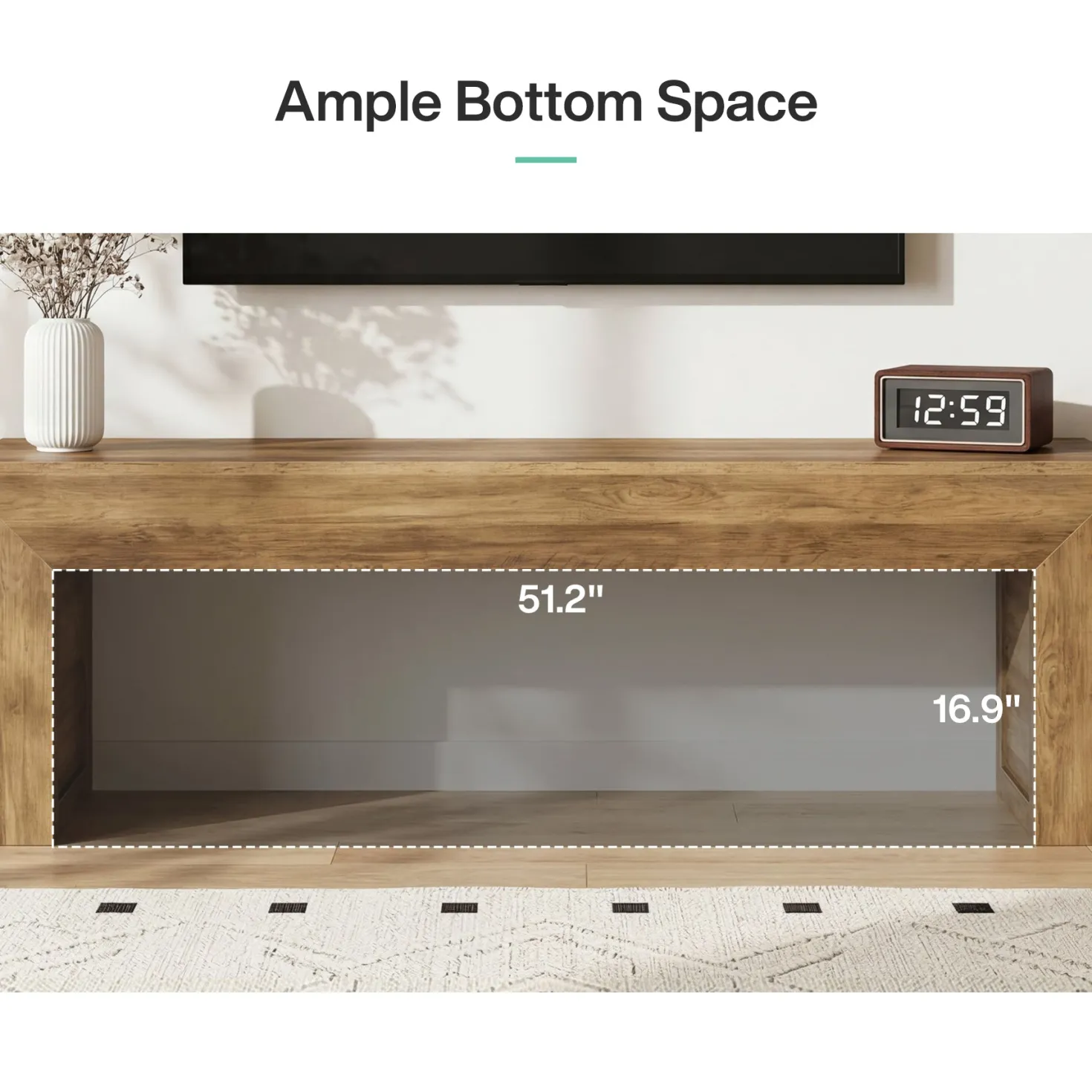 63" Farmhouse TV Stand for 55–75 Inch TVs – Wooden Media Console Entertainment Center