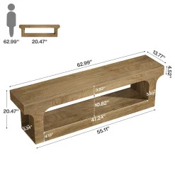 63” Farmhouse TV Stand for 55–75 Inch TVs, Entertainment Center with 2-Tier Open Storage Shelves