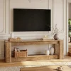 63" Farmhouse TV Stand for 55-75" TVs, Wood Media Console with Open Storage Shelves, Rustic Entertainment Center