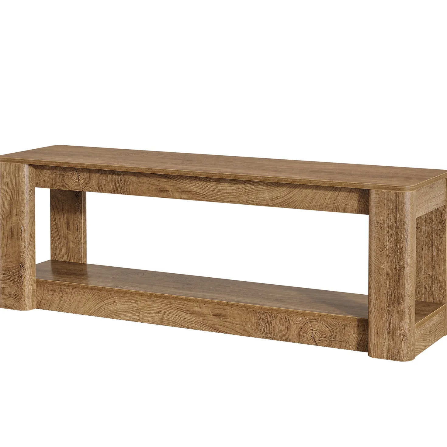 63" Farmhouse TV Stand for 55-75" TVs, Wood Media Console with Open Storage Shelves, Rustic Entertainment Center