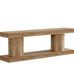 63" Farmhouse TV Stand for TVs up to 70", Wooden Entertainment Center with 2-Tier Open Storage