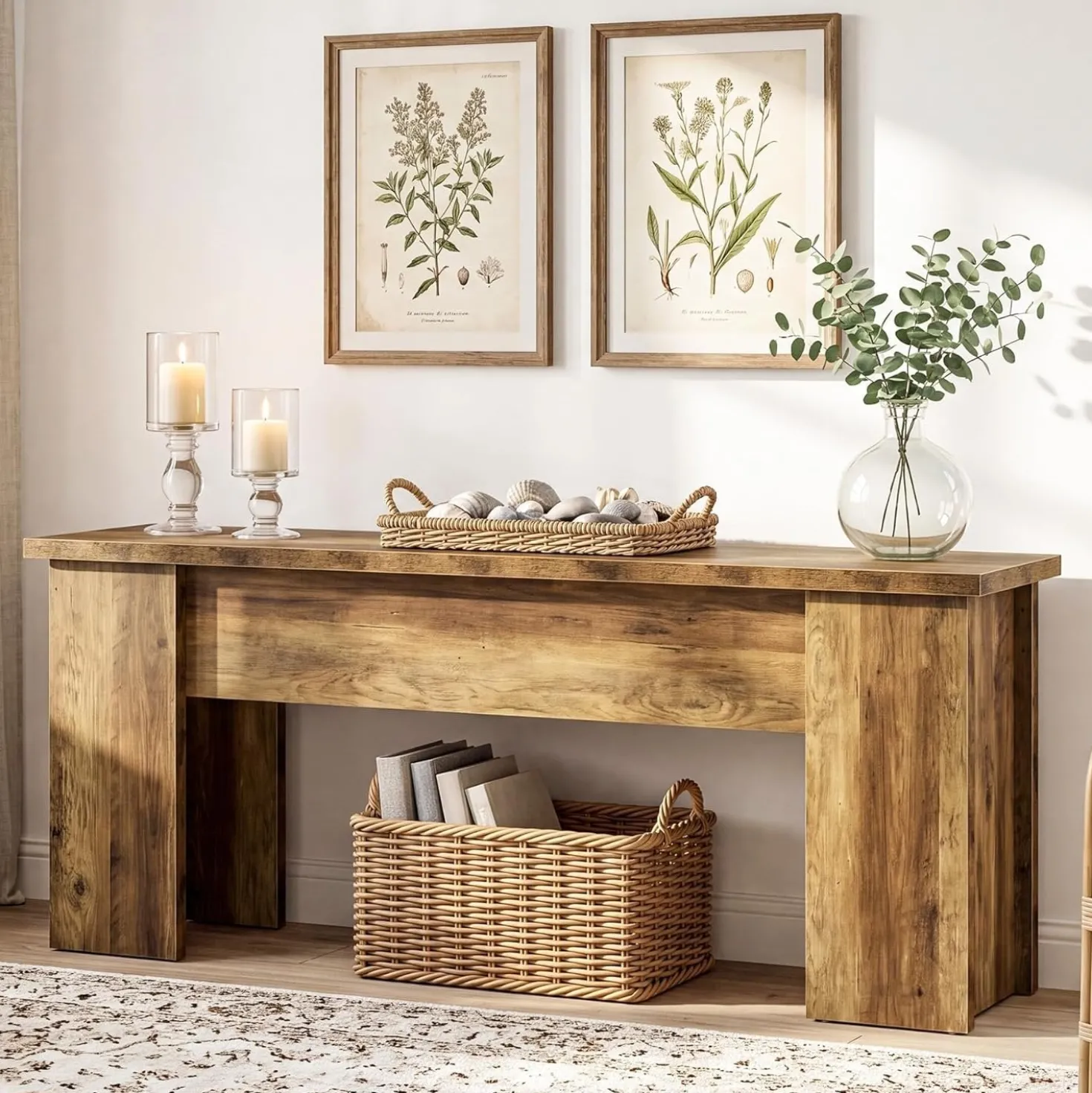 63" Farmhouse TV Stand, Long Media Console Television Stands for 55/60/65/75 Inches TVs