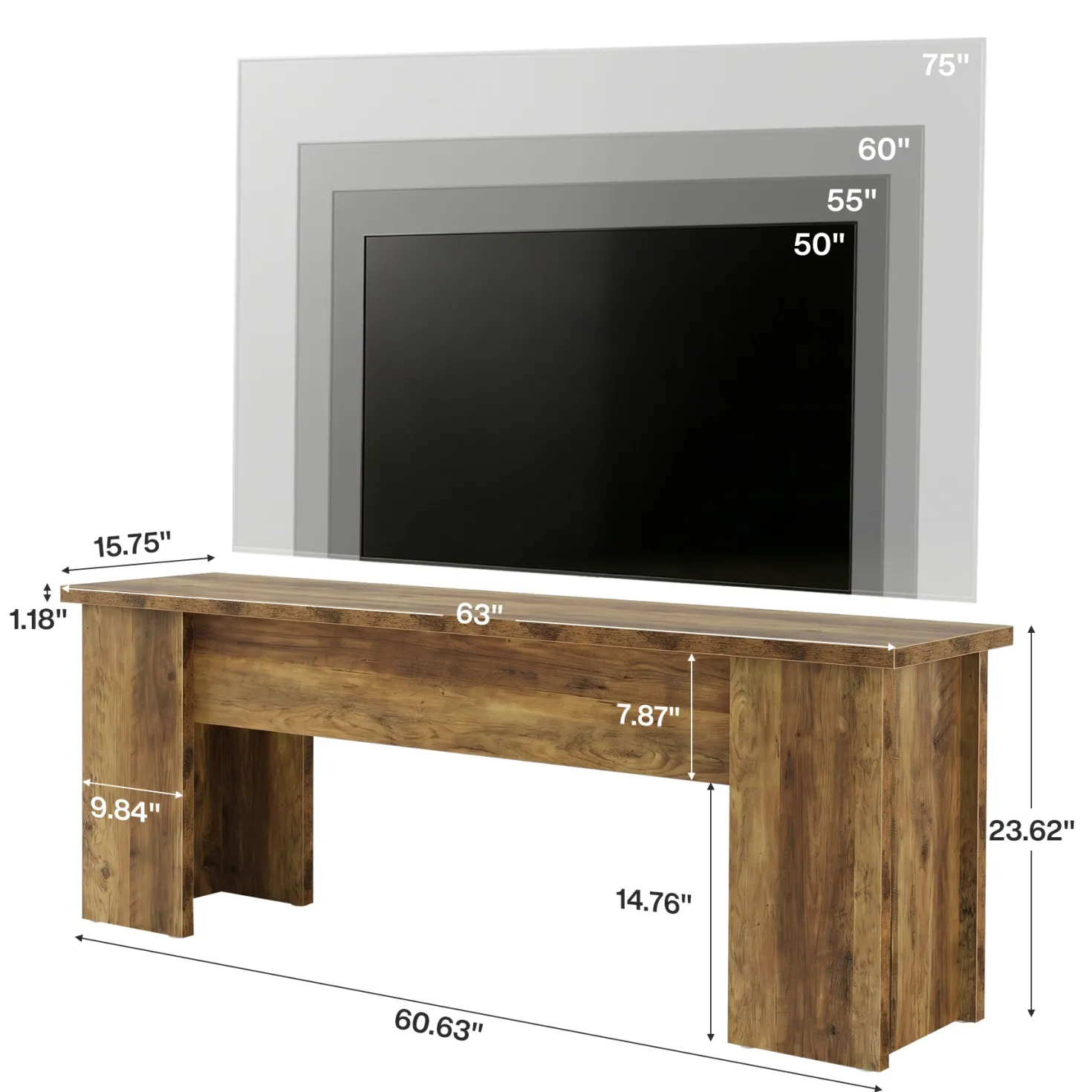 63" Farmhouse TV Stand, Long Media Console Television Stands for 55/60/65/75 Inches TVs