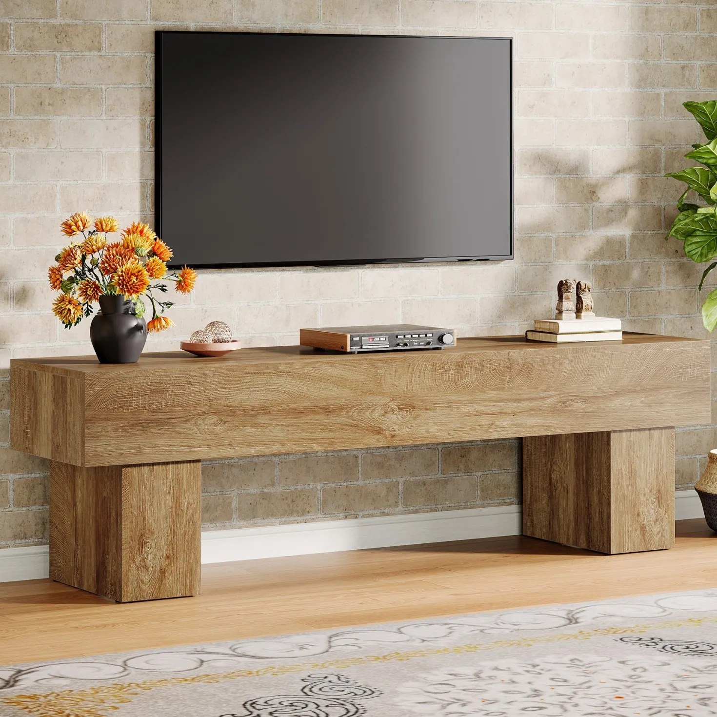 63" Farmhouse TV Stand, Media Console Table Entertainment Center