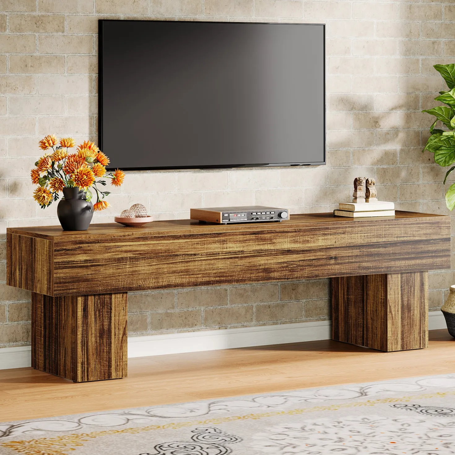 63" Farmhouse TV Stand, Media Console Table Entertainment Center