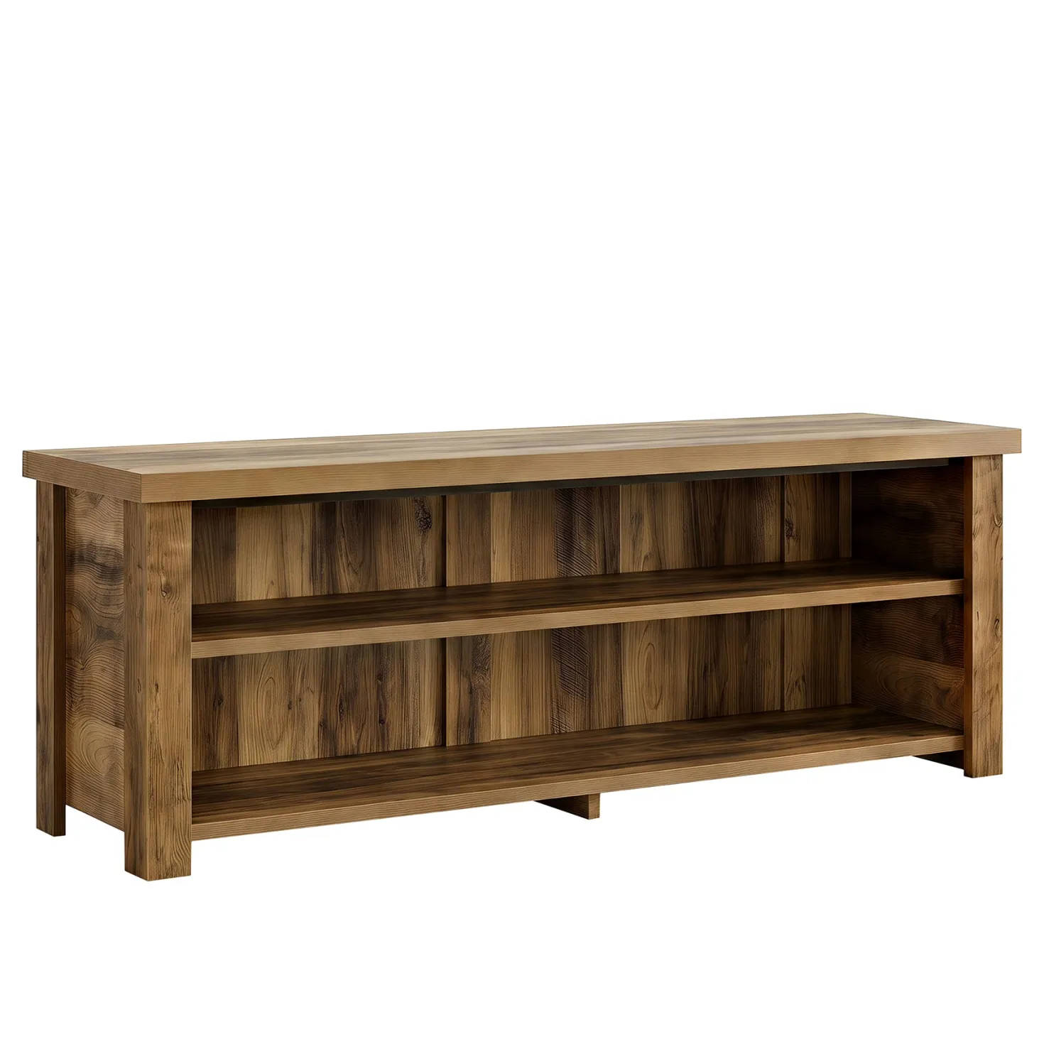 55.1" Farmhouse TV Stand, 2-Tier Media Console Entertainment Center for 55/60/65-Inch TVs