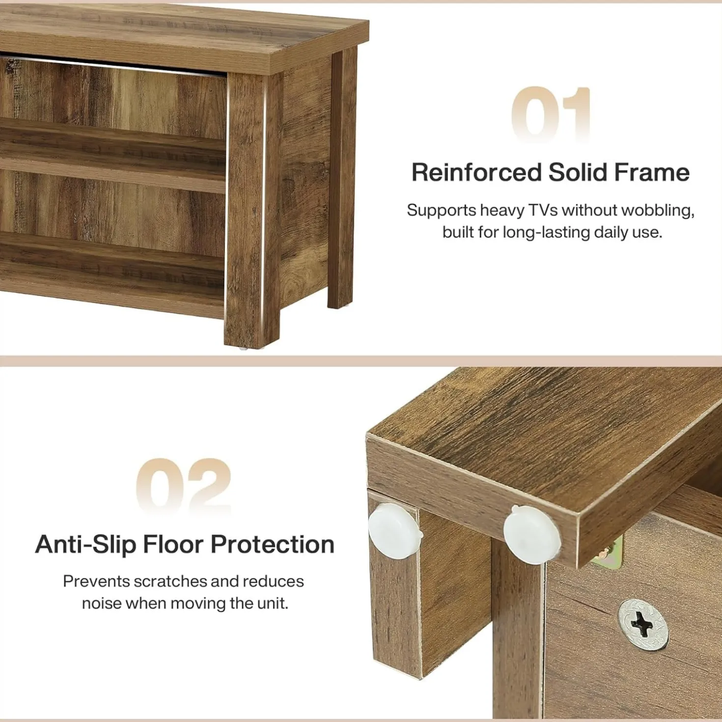 55.1" Farmhouse TV Stand, 2-Tier Media Console Entertainment Center for 55/60/65-Inch TVs