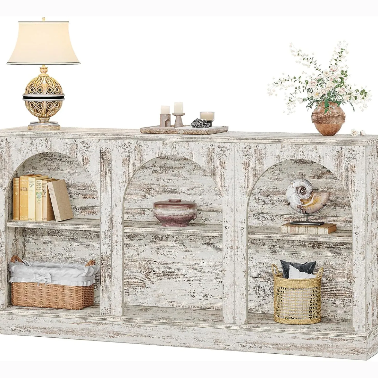 62.99“ Farmhouse TV Stand with Storage Cabinets, Media Console for Up to 65-Inch TV