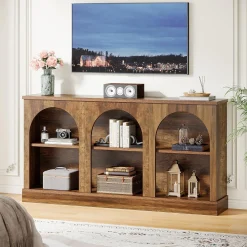 62.99“ Farmhouse TV Stand with Storage Cabinets, Media Console for Up to 65-Inch TV