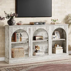 62.99“ Farmhouse TV Stand with Storage Cabinets, Media Console for Up to 65-Inch TV